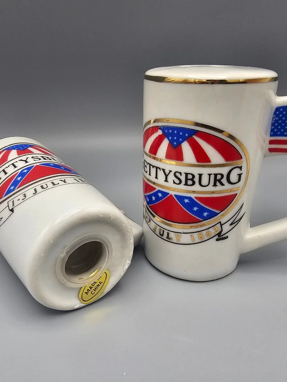 Gettysburg 13 July 1863 Ceramic Salt and Pepper Shaker Set with American Flag